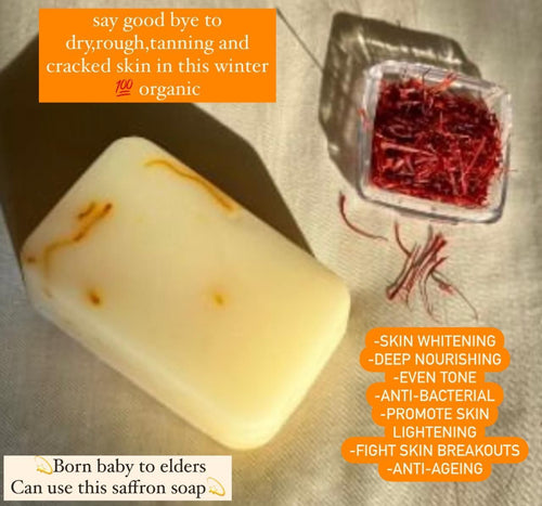 Radiant Organic Saffron Soap, Enriched with Natural Ingredients, Gentle on Skin, Brightens and Nourishes, Premium Quality, Suitable for All Skin Types (100g)