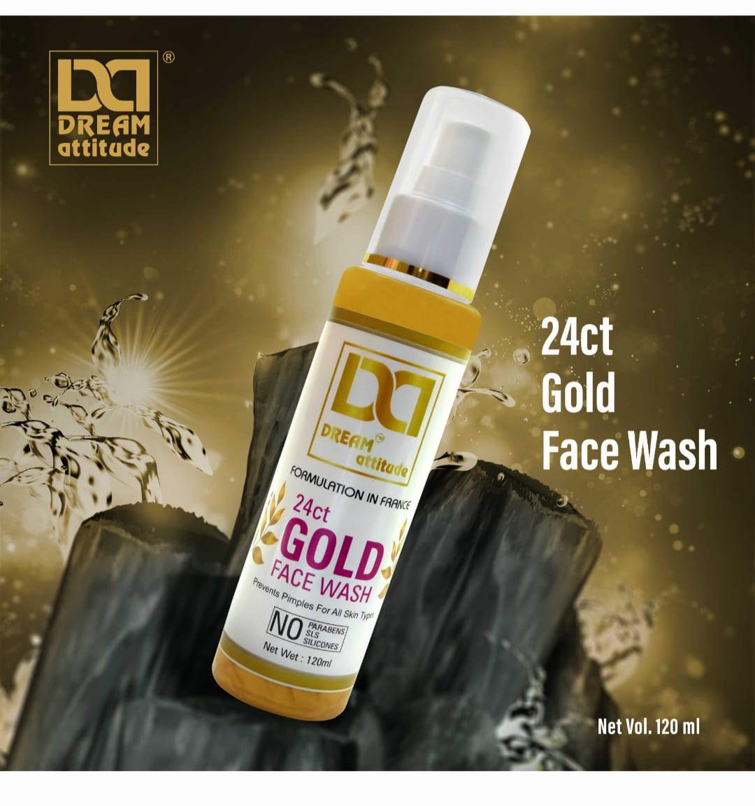 24 Karat Gold Facewash, Revitalizing and Brightening Formula, Removes Impurities and Enhances Skin Glow, Suitable for All Skin Types, Premium Quality (120ml)