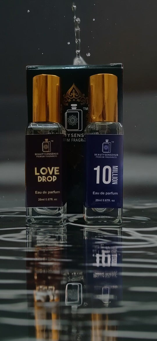 Love Drop & 10 Million Combo Perfume Spray, Long-lasting Fragrance, Pack of 2, Elegant Scent for Men & Women, Premium Attar-style Perfume, Authentic, Everyday Wear (20ml each)