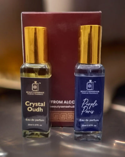 Crystal Oudh & Purple Paris Combo Perfume Spray, Long-lasting Fragrance, Pack of 2, Exotic Scent for Men & Women, Premium Attar-style Perfume, Authentic, Everyday Wear (20ml each)