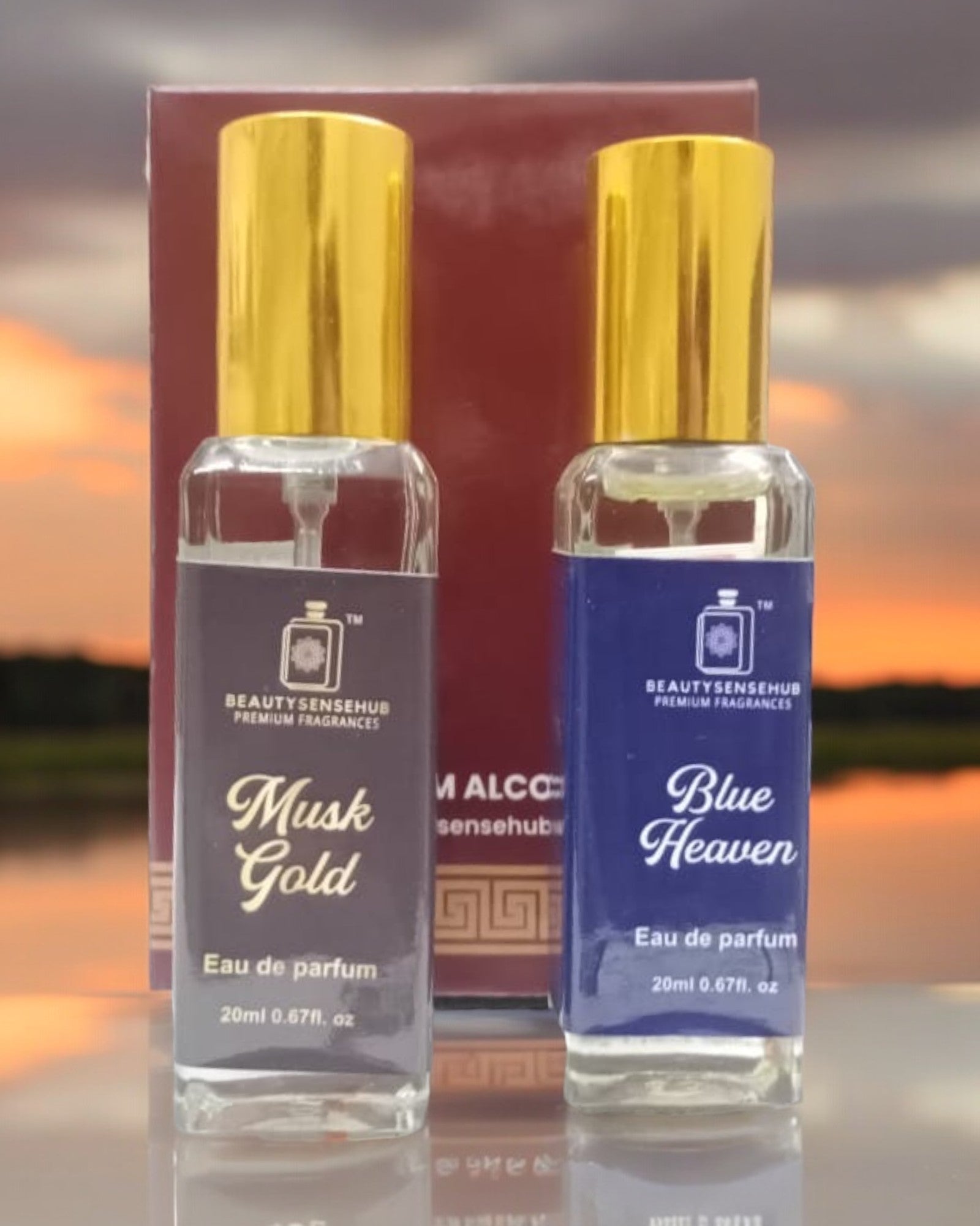 Musk Gold & Blue Heaven Combo Perfume Spray, Long-lasting Fragrance, Pack of 2, Luxurious Scent for Men & Women, Premium Attar-style Perfume, Authentic, Everyday Wear (20ml each)