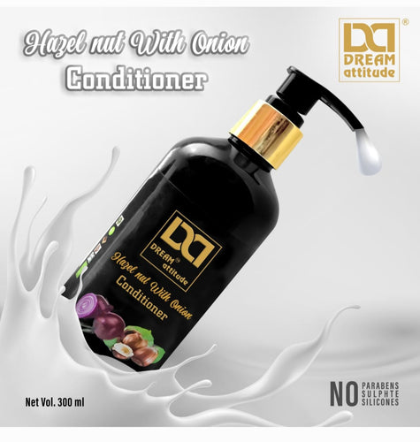 Hazelnut with Onion Conditioner, Nourishing and Moisturizing Formula, Strengthens Hair, Reduces Hair Fall, Adds Shine and Smoothness, Suitable for All Hair Types (300ml)