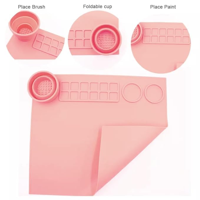 Silicone Painting Mat with Palette and Water Holder