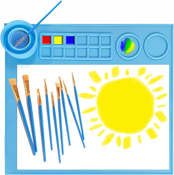 Silicone Painting Mat with Palette and Water Holder