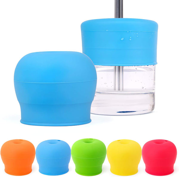 Silicone Cover Lids with 4pc Steel Straw for Tumblers, Cups, Mugs etc (Pack of 2)