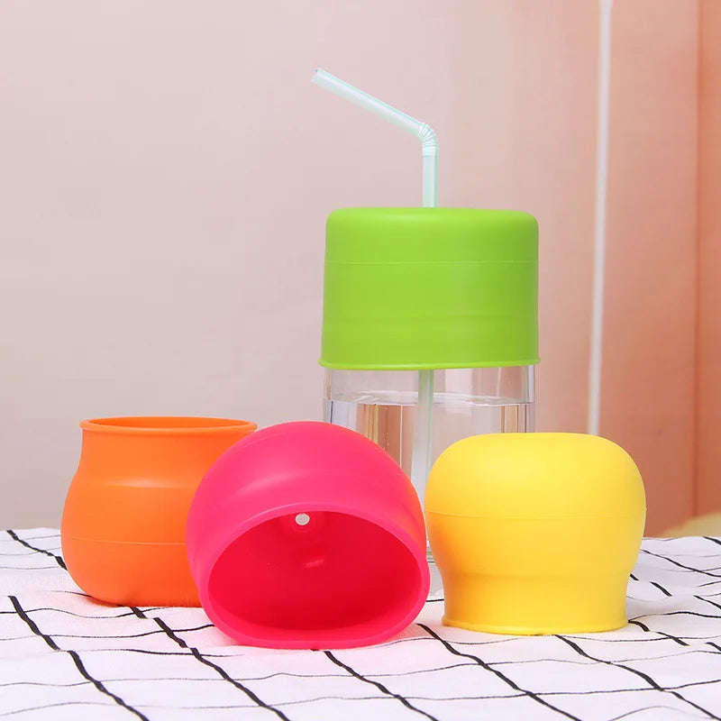 Silicone Cover Lids with 4pc Steel Straw for Tumblers, Cups, Mugs etc (Pack of 2)